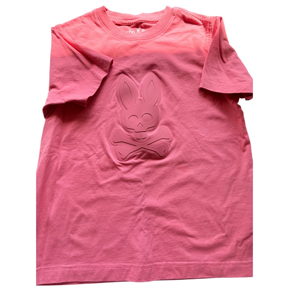 Psycho Bunny Kids Pink 3D Raised Silicone Logo T-Shirt Size 10-12 M Boys‎